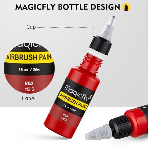 Magicfly Acrylic Airbrush Paint 16 Colours/30ml, Ready to Spray for Air Brush, DIY Projects, Crafts, Beginners, Artists