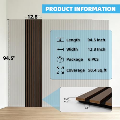 Image of Art3d 6-Piece Wood Acoustic Panels for Noise Reduction, 3D Textured Wall Paneling for Living Room Bedroom TV Background Interior Decor, Walnut