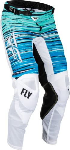 Fly Racing 2023 Adult Kinetic Mesh Pants (White/Blue/Mint, 30)