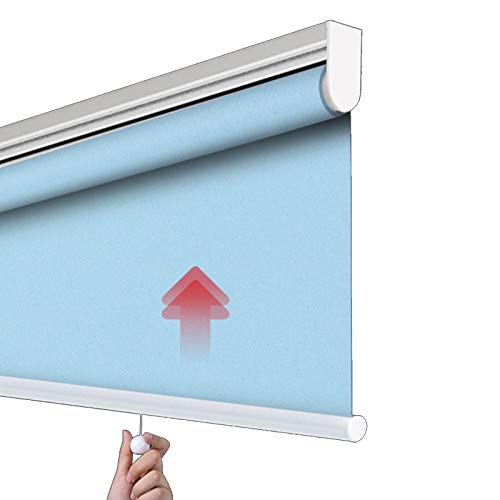 Estor Enrollable Translúcido con Resorte De Elevación Automática, Cortina Térmica Presionando Y Tirando Inalámbrico, Elevación Vertical De Filtrado De Luz 100% Poliéster, para Oficina, Cocina (90X150