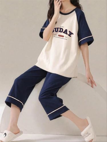 Image of Lymio Womens Korean Night Dress | Full Pyjama Set | Korean Nightsuit | Women Nightwear |Round Neck Full Sleeve Nightsuit | Loungewear | Everyday Nightdress (W-ND-1)