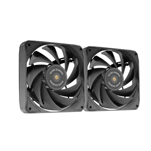Mars Gaming MF-NCLX2, Kit 2x Ventiladores Ultrasilenciosos 120mm, Diseño Aspas Híbridas, Ventiladores 2en1 con Rodamiento FDB de Cobre Hiperbalanceado, Sistema Conexión PWM, Pads Antivibración, Negro