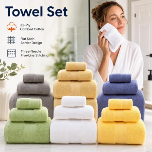 LuckyOkay Towels 800 GSM Cotton, 2026 New 3 Packs Luxury Large Bath Towel Set, Luxury Bath Towels, Ultra Soft Skin-Friendly Low-Lint Towels for Bathroom, Spa, Gym & Home Use - 1