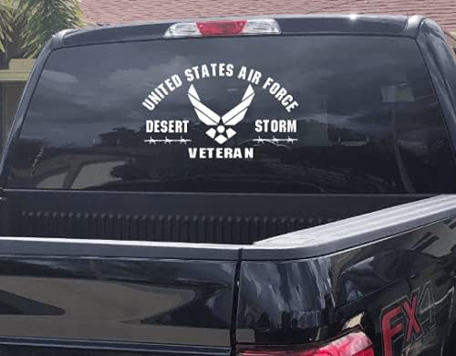 Sticker US AIR Force Desert Storm Veteran Decal United States Military for Car Truck Window Laptop Bumper Flag 8" (Blue)