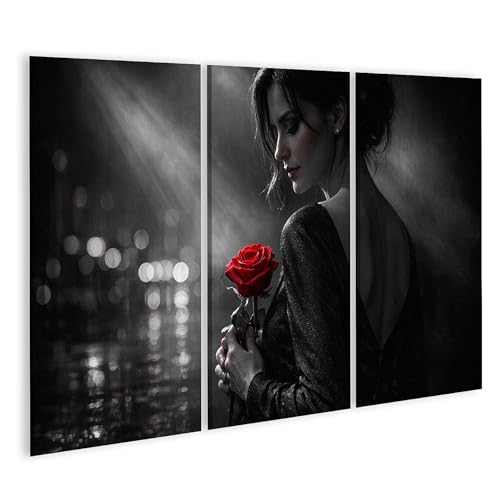 Tableau mural femme rose rouge triptyque pour habiller un grand mur vide