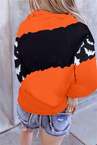 FAYALEQ Halloween Sweatshirts for Women Halloween Hoodies Long Sleeve | Halloween Sweatshirts for Women Halloween Graphic Long Sleeve Shirt Half Zipper Lapel Casual Pullover Top — view 4