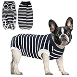 Recovery Suits for Dogs Cats, Dog Surgery Suits Female and Male spay, Breathbale Dog After Surgery Suits, Dog Onesie for Surgery Female Male, Anti Licking Dog Surgical Suits (Blue White Strip, M)