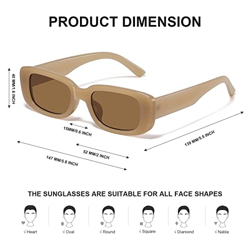 Image of JASPIN Rectangle Sunglasses for Women Men Trendy Y2k Retro 90s Sun Glasses UV Protection Cool Square Frame