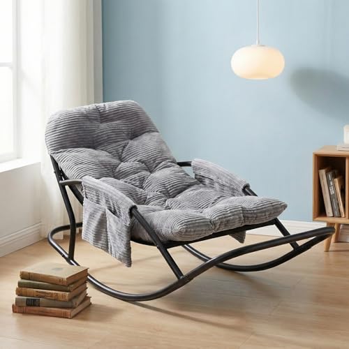 HomeMiYN Schaukelstuhl Outdoor, Schaukelsessel, schaukelstuhl outdoor mit gepolsterte Kissen,...