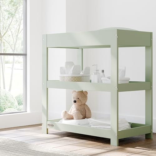 Image of Graco Customizable Changing Table with Water-Resistant Changing Pad (Sage) - Customizable Modern Flat or Classic Arched Headboard, Changing Pad Included
