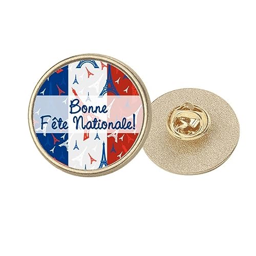 Broche ronde Tour Eiffel en métal doré pour sublimer votre veste lors d'une sortie parisienne