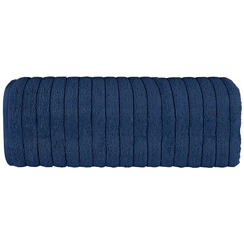 Image of Elegant Comfort 100% Turkish Cotton Corduroy Ribbed Luxury Jumbo Bath Towel Ultra Soft - 35 x 70 Inch - Luxury Spa Premium Hotel Quality Highly Absorbent and Quick Dry Large Bath Towel, Navy