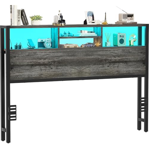 Reviews de Cabeceros , tabla con los diez mejores. 37 MYXSRI Cabecera Queen Size con Estación de Carga Y Luces RGB LED, Cabecero para Cama con Almacenamiento, Solo Tablero de Tamaño Completo, Altura Ajustable, Cabecero Reversible...