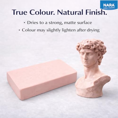Image of NARA Hard & Strong Air Dry Clay 500g, Skin, Fast Drying Clay for Modelling, Coating, Sculpting & Craft Projects, No Oven or Kiln Needed