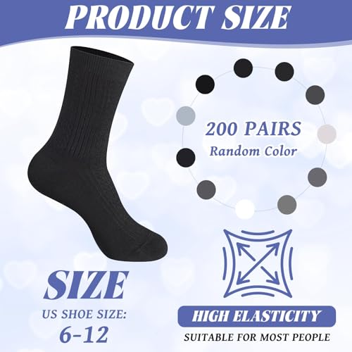 200 Pairs Mens Socks Bulk for Homeless Donation Moisture Wicking Socks Casual Winter Sock for Homeless Unisex Adult2
