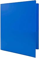 Vista 6 de JAM PAPER Heavy Duty Plastic Two Pocket Extra Tough School Folders - Blue - 6/Pack