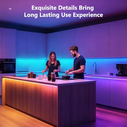 Image of DAYBETTER LED Strip Lights 110ft1Roll RGB Music Sync Smart App Control | Indoor color changing decor for bedroom, kitchen, party. 44-key IR remote, timer, cuttable, flexible, strong adhesive