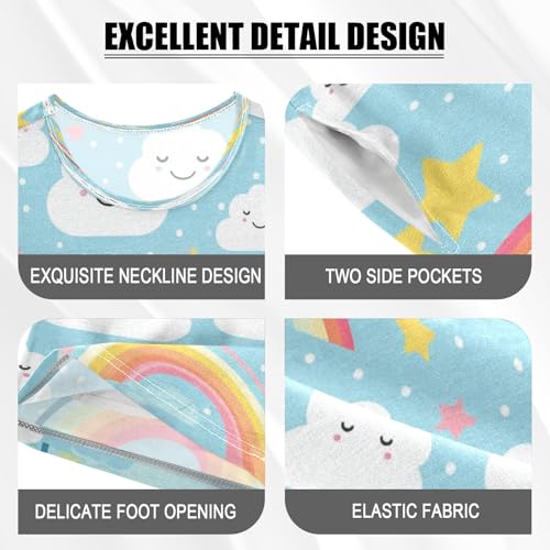 Blue Rainbow Sun Cloud Kids Pjs Set Boys Girls Summer Short-Sleeve Sleepwear Pajamas 2PCS4