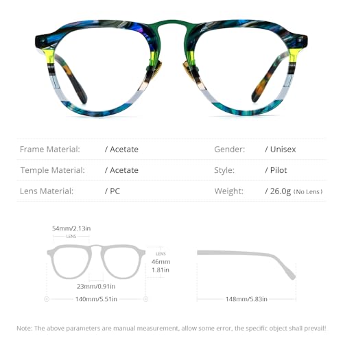 Image of HEPIDEM Multicolor Acetate Glasses Frame Women,Round Vintage Retro Optical Eyeglasses 9339
