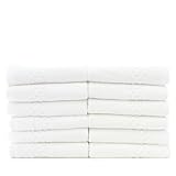 Luxury Hotel & Spa Towel Turkish Cotton Wash Cloths - White - Checkered - Set of 12