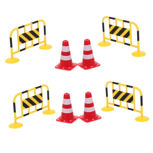 CORHAD 8pcs Miniature Roadblocks Set Traffic Cone Toys for Boys and Girls Safe Material Learning and Imaginative Play Road Safety Education