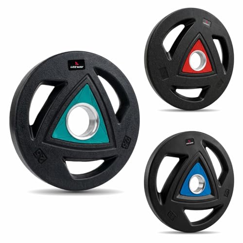 Image of LEEWAY Heavy-Duty Olympic Barbell Plates 70kg Set | 51mm Standard Hole Size | Anti-Scratch Tri-Grip Design | Durable Compatible with All Olympic Barbells | Floor-Safe | Home Gym Strength Training (2.5X4+5X4+10X4)
