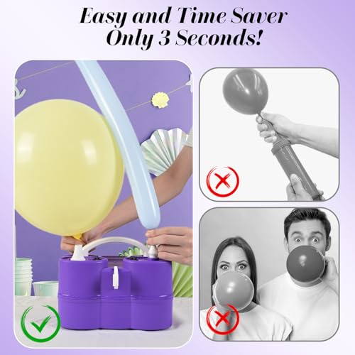 Image of Togvu Electric Balloon Pump, 3-in-1 Portable Air Pump for Inflatables and Balloons, Dual Nozzle Balloon Blower Machine for Latex 260q Foil Balloons 110V Inflator Deflator for Pool Floats Air Mattress
