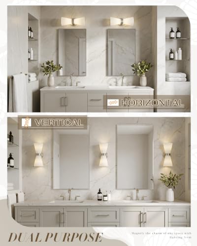 Image of HWH 2-Light 14.3-Inch Bathroom Vanity Wall Sconce Light, 5HZG97B-2W BN
