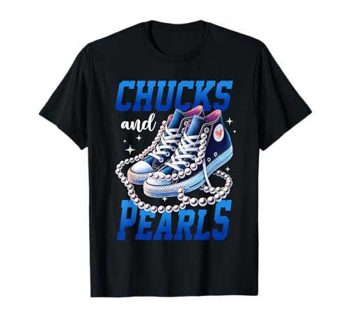 Chucks and Pearls Kamala Harris 2024 for President Election T-Shirt