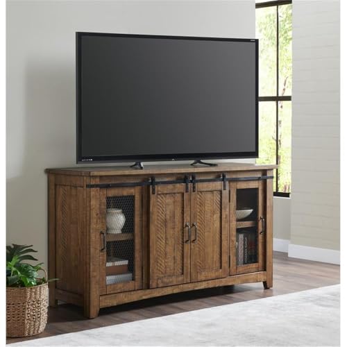 Martin Svensson Home Rustic 65” Solid Wood TV Stand with Storage, Natural Finish - Thumbnail 4