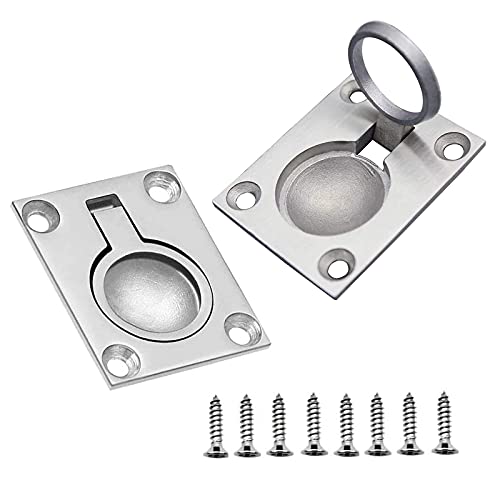 2 Stück Edelstahl Flush Hatch Locker, Bodenheber, Einlassgriff, mit 8 Schrauben für Marine,Yacht, Schließfach Cover