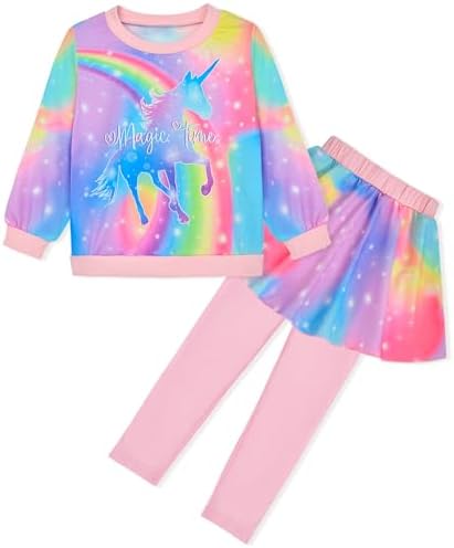 Toddler Kid Girl Clothing Set Outfit Long Sleeve Top, Unicorn Pri...