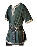 No incluye cinturones Manga Corta Medieval De Los Hombres Tunica Medieval Camisa con Cuello En V Sin Correa Traje Verde 2XL