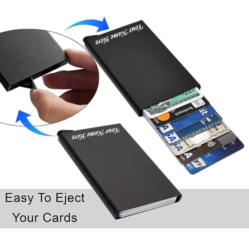 Image of FELSTAR Customized /Personalized Name Engraved Card Holder RFID Blocking Aluminum Pop Up Smart 6-7 Credit /Debit ATM Wallet for Men's and Women's Corporate Gift for Employees (Customised)