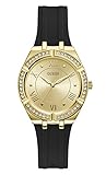 Zifferblatt-Farbe: Goldfarben GUESS Damen analog Quarz Uhr mit Silikon Armband GW0034L1