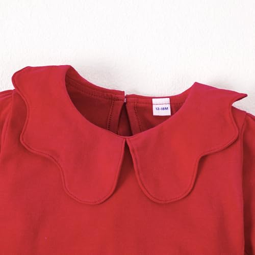 0-24M Infant Girls Ruffle Collar Bodysuit Baby Girl Casual Romper Toddler Solid Color Jumpsuit Winter Clothes4