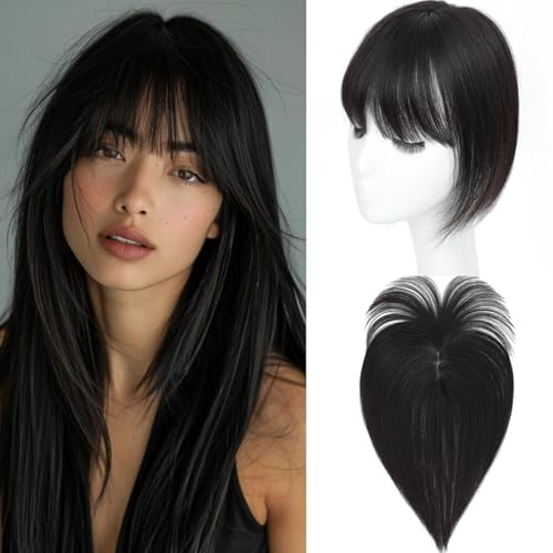 Postiche avec frange base suisse d'exception pour femme noir 25,4 cm