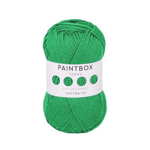 Paintbox Yarns 100% Cotton DK Yarn 1.76oz (50g), 137 Yards (125m) - Grass Green Wool for Crochet, Knitting - Soft, Lightweight Double Knit Yarn for Clothes