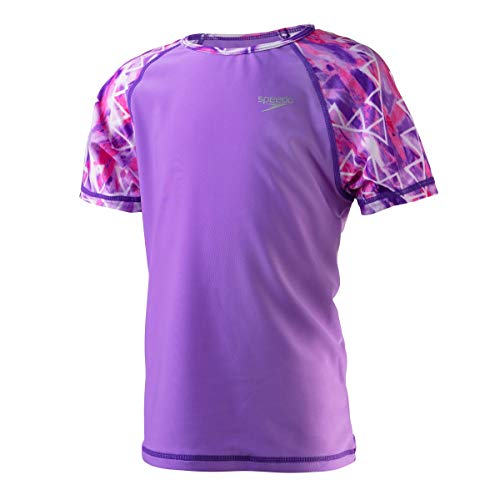 Image of Speedo Girls' Uv Swim Shirt Short Sleeve Printed Rashguard