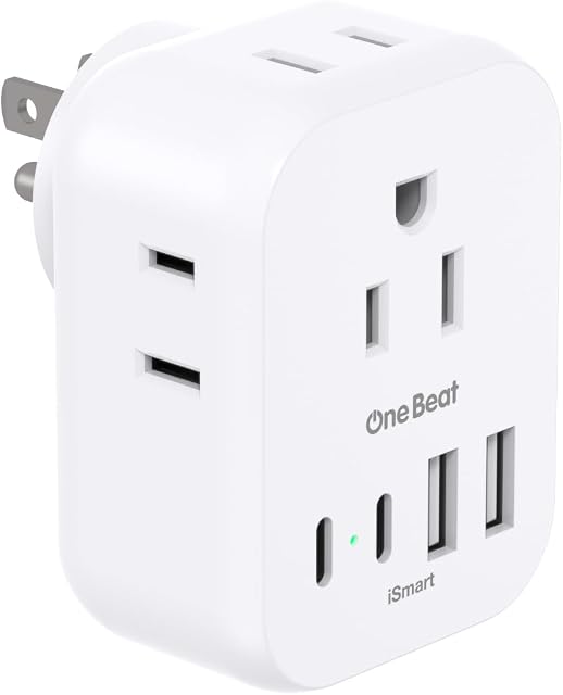 Outlet Extender Travel Cruise Ship Essentials, Multi Plug Wall Outlets 4AC 4 USB (2 USB-C), Protecteur non surgélateur, Adaptateur de prise, Croisière de voyage approuvée