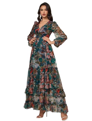 Litzo Women's Georgette A-Line Maxi Dress (L-31-Xl_Green