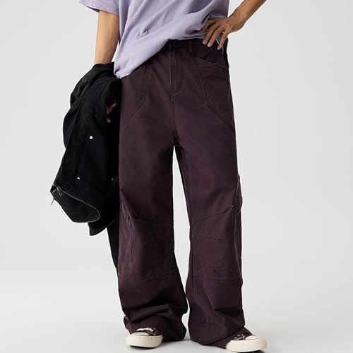 XYXIONGMAO Men's Black Streetwear Loose Joggers Sweatpants Pleated Overalls Multi-Pocket Hip Hop Casual Techwear Cargo Pants3