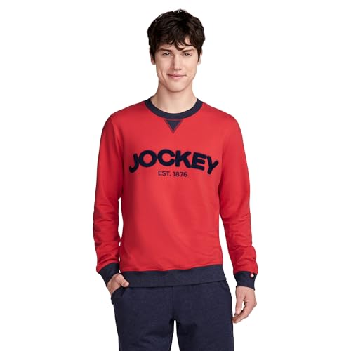 Jockey Men's Loungewear Lightweight Cotton Blend Fleece Crew