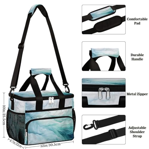 Blue Gradient Insulated Picnic Backpack Lunch Box for Women Men Picnic Basket Tote Lunch Bag Picnic Bag Portable Lunch Bags for Picnic, Beach, Work, Trip,Office, Camp Watercolor Texture