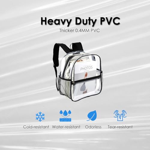 Image of Keepcross Clear Backpack Stadium Approved 12x6x12 Clear Bag with Reinforced Straps for Stadium Events, Sports, Festivals, Concerts, Games, Small Transparent Backpack for Women & Men