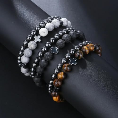 Bracelet hommes bijoux volcan ensemble de 2 pièces idée cadeau
