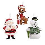 Hallmark Rudolph The Red-Nosed Reindeer Rudolph, Santa and Sam The Snowman Christmas Ornaments, Set of 3