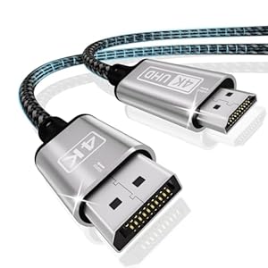 Cuteluding DisplayPort zu HDMI Kabel 2M - 4K Unidirektional, Nylon Geflochten - Kompatibel Mit Laptops, Desktops, PC, Dell, HDTV, Projektor, AMD, NVIDIA