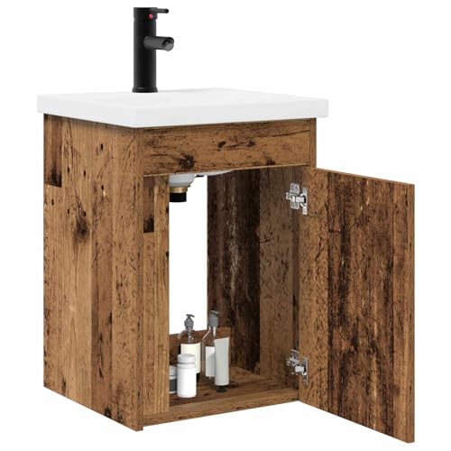 Mueble de baño compacto de 42 cm para ahorrar espacio con lavabo y grifo 4