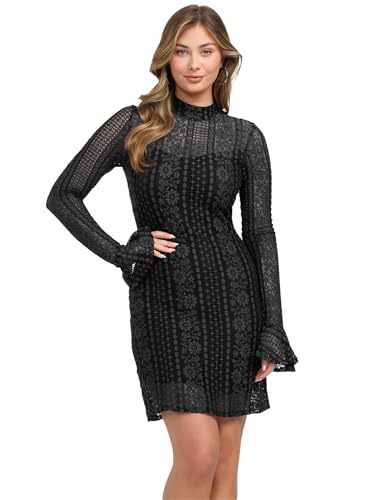 chinese dress ladies GUESS Womens Long Sleeve Jamala Dress, Jet Black, 4 at Amazon Women's  Clothing store